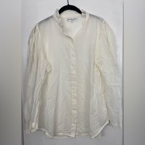 A Piece Apart Off- White Ruffled Collar Button-Up Blouse Size 10